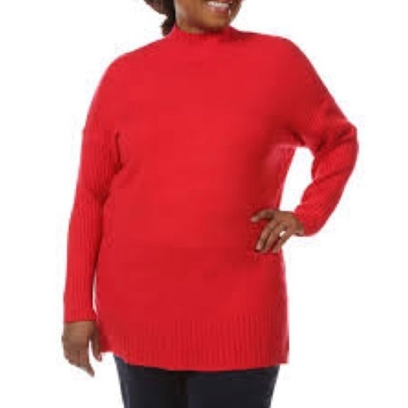 B12.08 NWT CYRUS Red Cable Knit Casual Turtleneck Sweater 3x - Picture 3 of 5